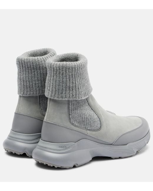 Tod's Gray Leather Chelsea Boots