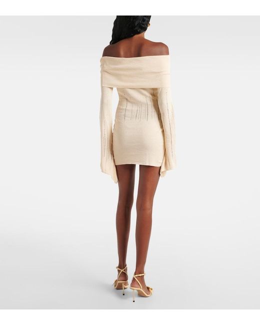 AYA MUSE Natural Distressed Silk-Blend Minidress