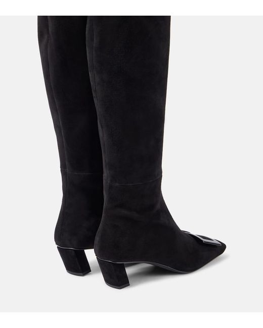 Roger Vivier Black Belle Vivier 45 Suede Over-The-Knee Boots