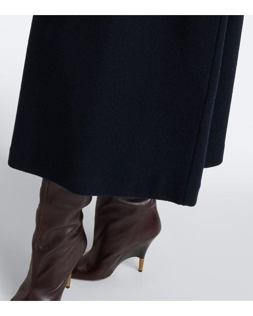 Max Mara Black Wool And Cotton-Blend Midi Dress