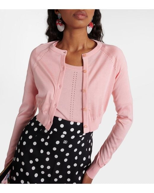 Dolce & Gabbana Pink Capri Cropped Silk Cardigan