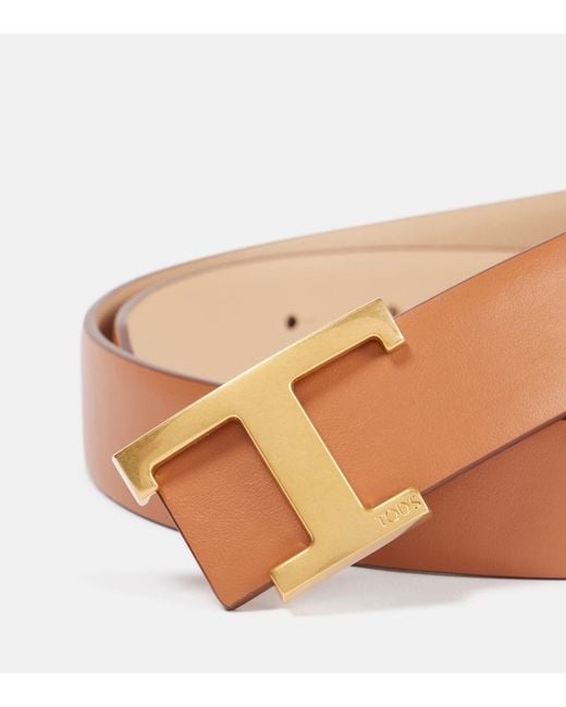 Tod's Brown T Timeless Reversible Leather Belt