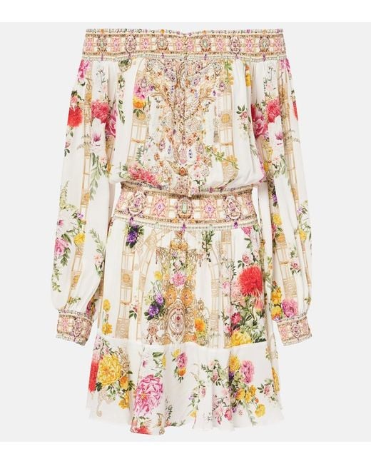 Camilla White Floral Silk Minidress