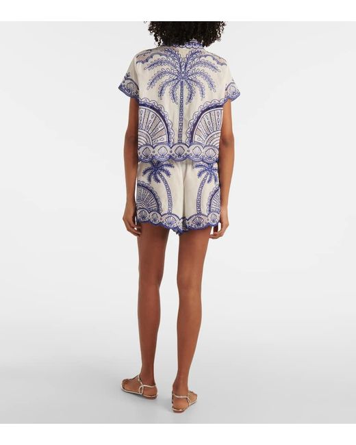 Farm Rio Blue Richelieu Cotton Shirt