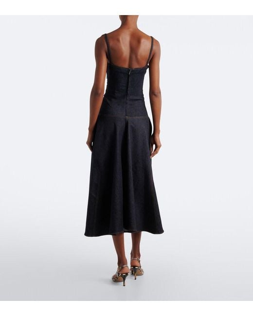Jacquemus Blue Pina De-Nimes Gathered Denim Midi Dress