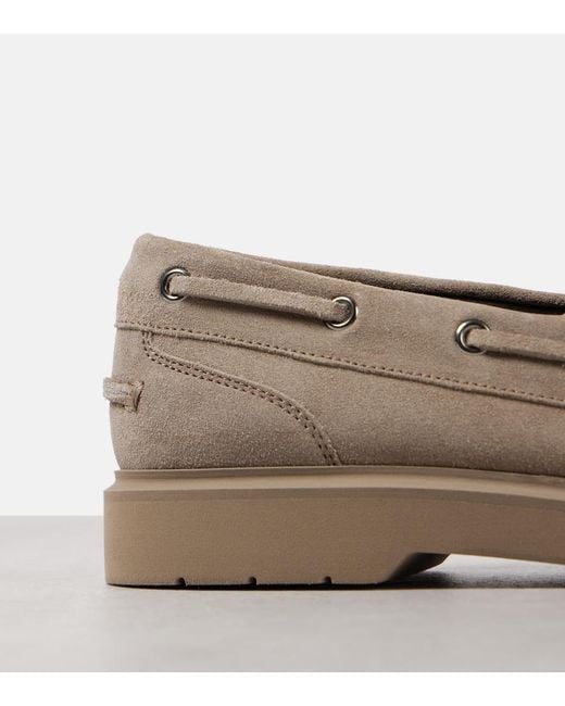 Brunello Cucinelli Brown Monili Suede Boat Shoes