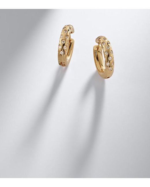 Anita Ko Metallic Cosmo 18Kt Hoop Earrings With Diamonds