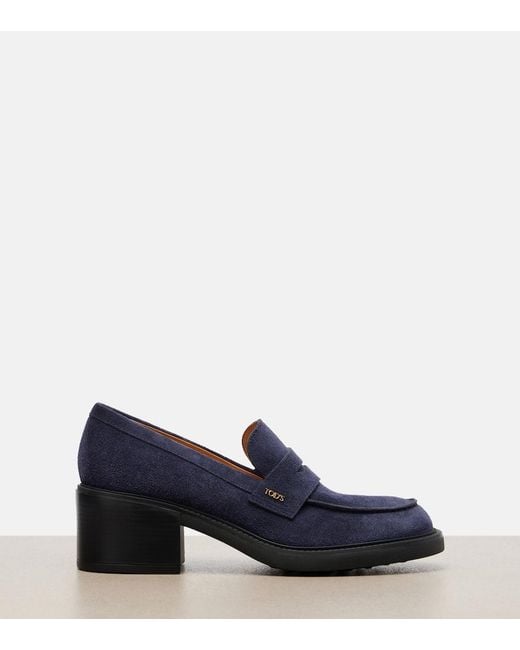 Tod's Blue Suede Loafer Pumps