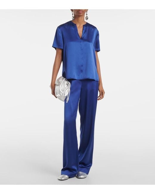 Joseph Blue New Sahel Silk Straight Pants
