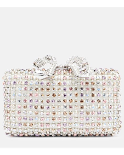 Clutch Bow Mini Con Cristales Self-Portrait de color Metallic