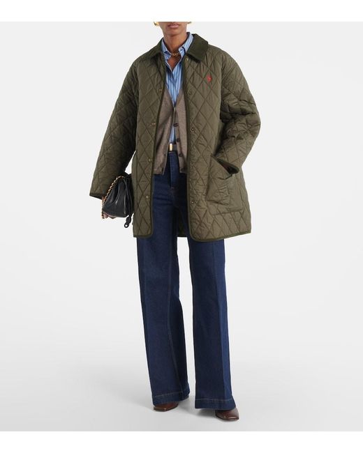 Polo Ralph Lauren Green Quilted Corduroy-Trimmed Jacket