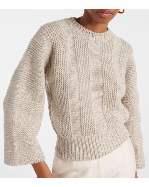 Loro Piana Natural Mashu Striped Cashmere Sweater