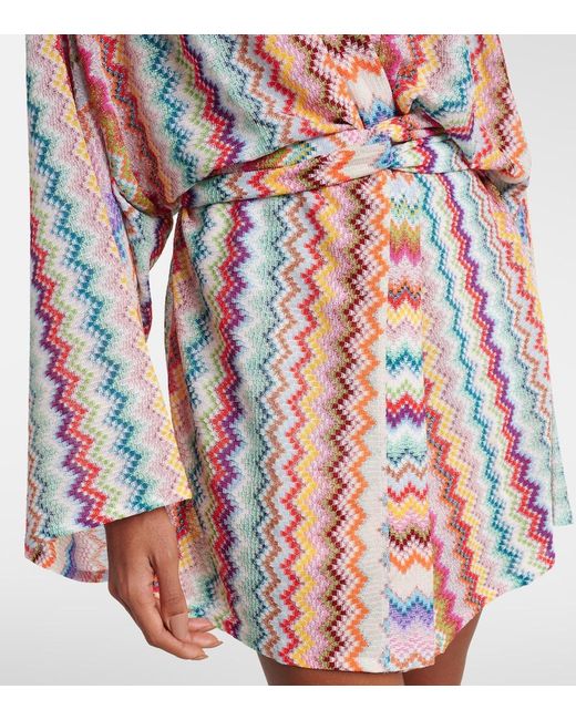 Missoni White Zigzag Oversized Lame Wrap Cardigan