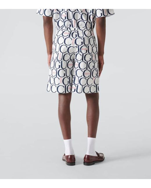 Shorts con stampa di Gucci in White da Uomo