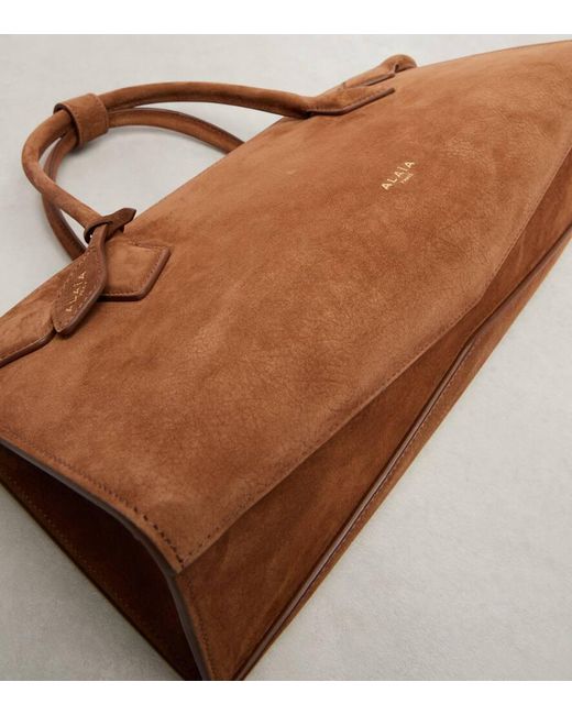 Alaïa Brown Tote Bag Aus Veloursleder