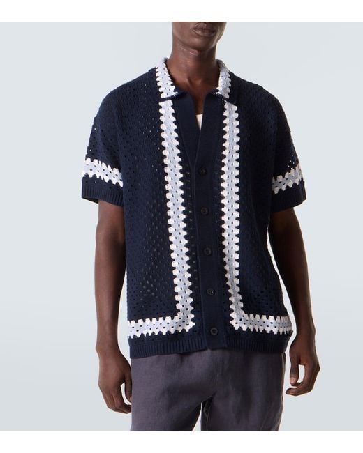 Frescobol Carioca Hemd Pinto Aus Haekelstrick in Blue für Herren