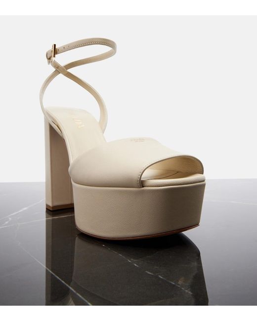 Prada Natural Leather Platform Sandals