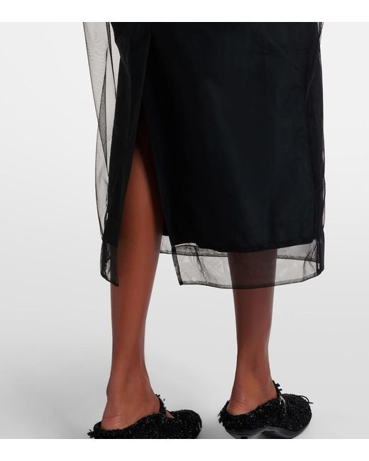 Simone Rocha Black Embroidered Tulle Midi Dress