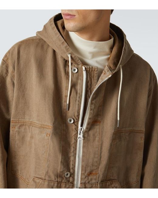 Sacai Hooded Denim Jacket in Natural for Men | Lyst UK