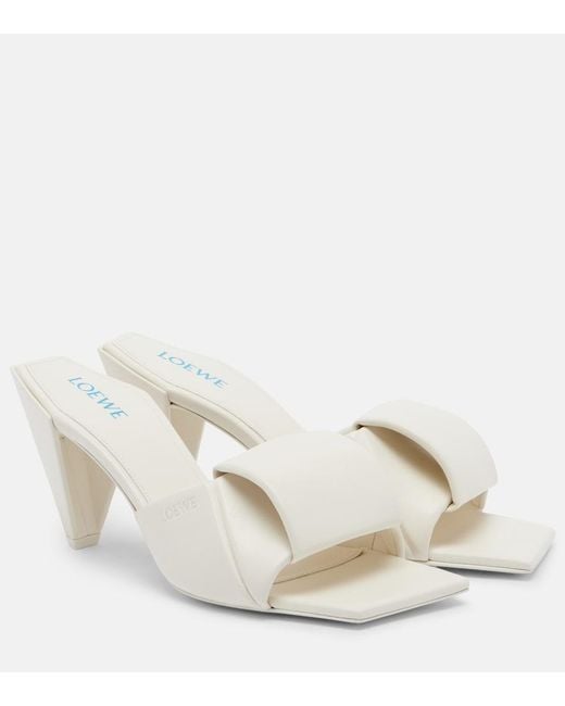Loewe White Origami Leather Mules