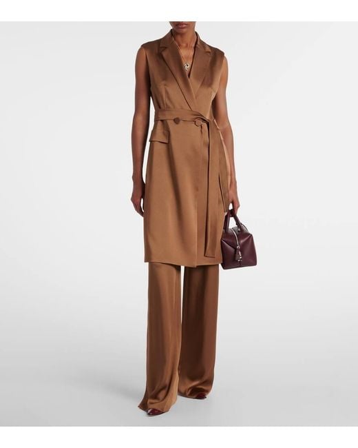 Max Mara Brown Weite Hose Dritto Aus Satin