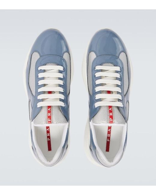 Prada Blue America's Cup Patent Leather Sneakers for men