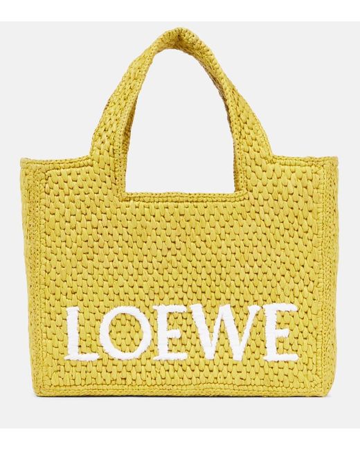 Loewe Yellow Paula's Ibiza Font Small Tote Bag