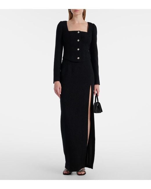 Alessandra Rich Black Wool-Blend Twill Boucle Jacket