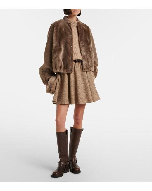 Brunello Cucinelli Brown Monili Wool-Blend Miniskirt