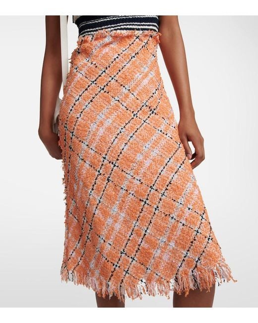 Marni Orange Patterned Cotton-Blend Midi Dress