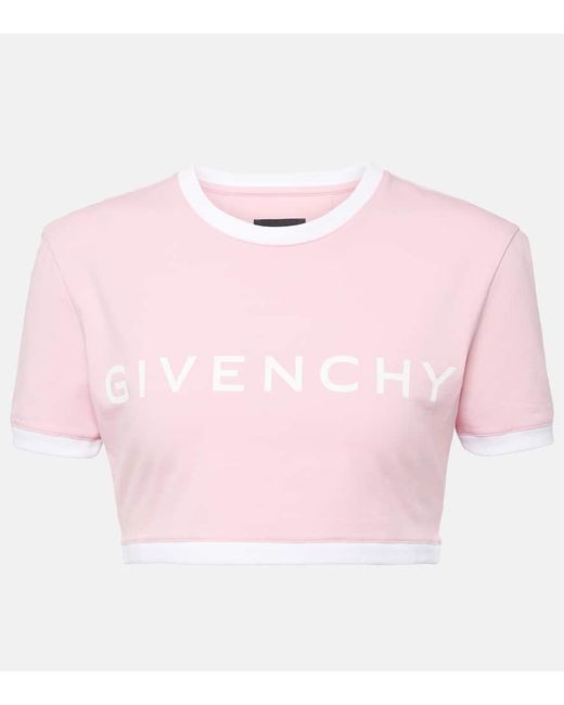 T-shirt cropped in jersey di misto cotone di Givenchy in Pink