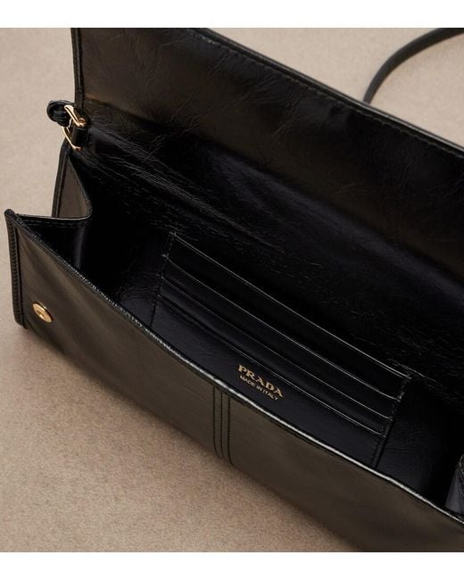 Prada Black Logo Leather Pouch With Strap