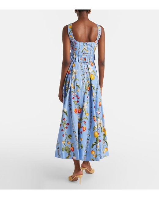 Agua Bendita Blue Delta Printed Cotton Maxi Skirt