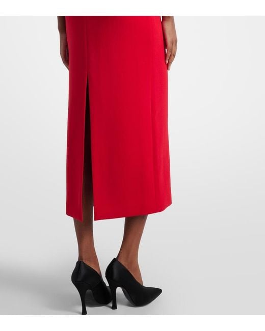 Magda Butrym Red Floral-Applique Wool-Blend Midi Dress