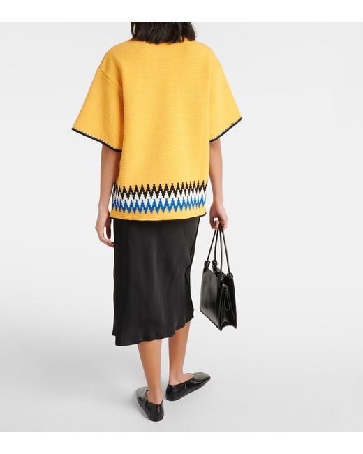 Jil Sander Yellow Jacquard-Trimmed Cotton Jersey T-Shirt