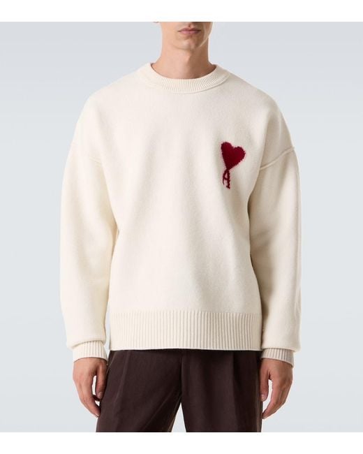 Pullover Ami De Cour di AMI in White da Uomo