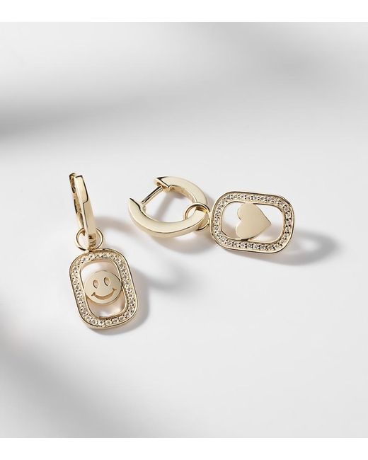 Sydney Evan Metallic Open Icon 14kt Gold Drop Earrings With Diamonds