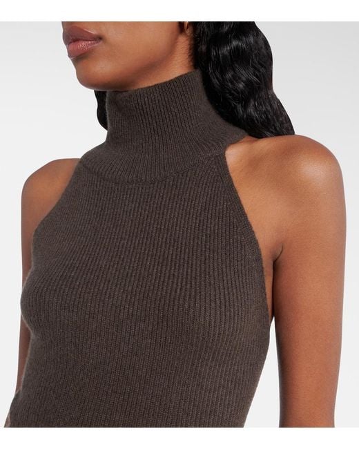 Lisa Yang Brown Lisa Cashmere Turtleneck Minidress