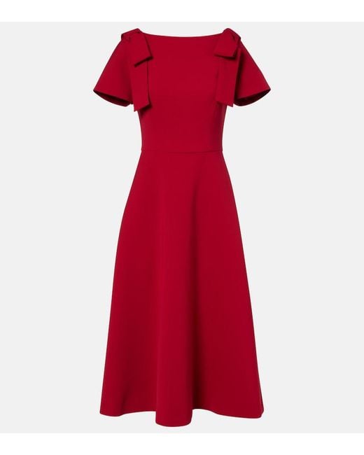 Carolina Herrera Red Bow-Detail Crepe Midi Dress