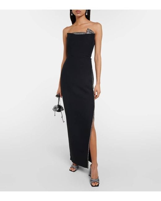 Roland Mouret Black Strapless Silk And Wool Gown