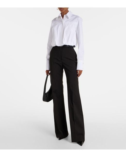 Sportmax White Zemira Cropped Cotton Poplin Shirt