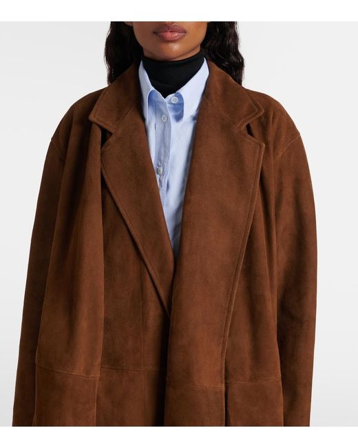 The Row Brown Serenis Suede Coat