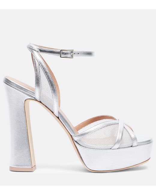 Malone Souliers White Sylvie 125 Leather Platform Sandals
