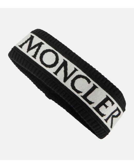 Moncler Black Stirnband aus Baumwolle und Wolle