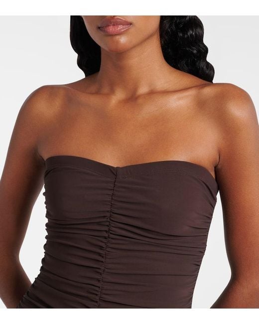 Karla Colletto Brown Basics Ruched Swimsuit