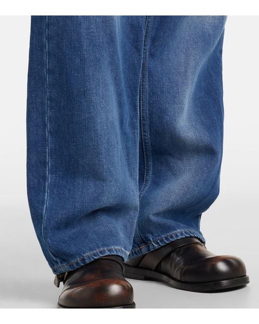 Jeans A Gamba Larga E Vita Bassa di Acne in Blue