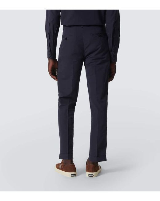 Tom Ford Gerade Hose Aus Baumwolle Und Seide in Blue für Herren