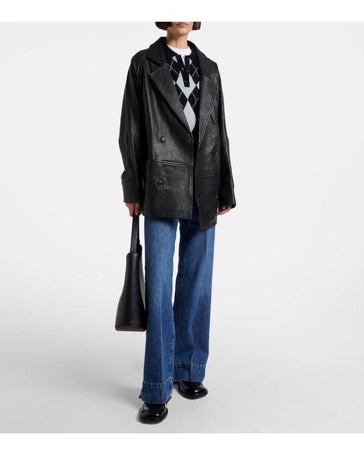 FRAME Blue Slice High-Rise Flared Jeans