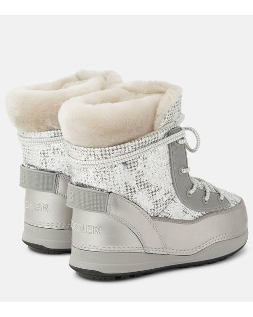Bogner White Verbier Metallic Faux Leather Snow Boots