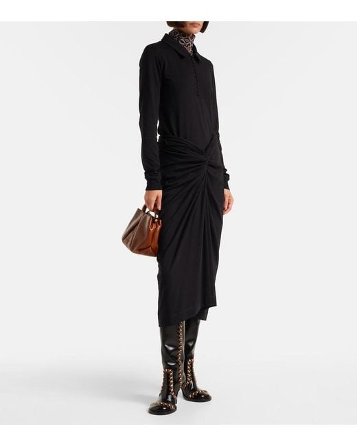 Dries Van Noten Black Cotton Jersey Polo Shirt